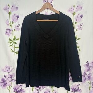 Tommy Hilfiger Black V Neck Knit Sweater